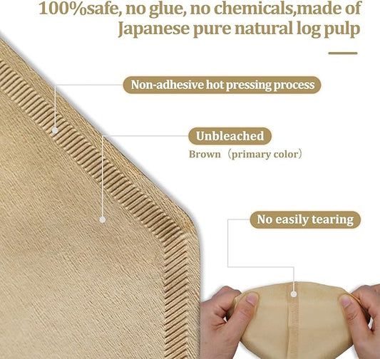 Irekamons #4 Cone Coffee Filter 8-12 cup, Unbleached Natural Paper, No Blowout, Disposable for Pour Over and Drip Coffee Maker, 100 Count