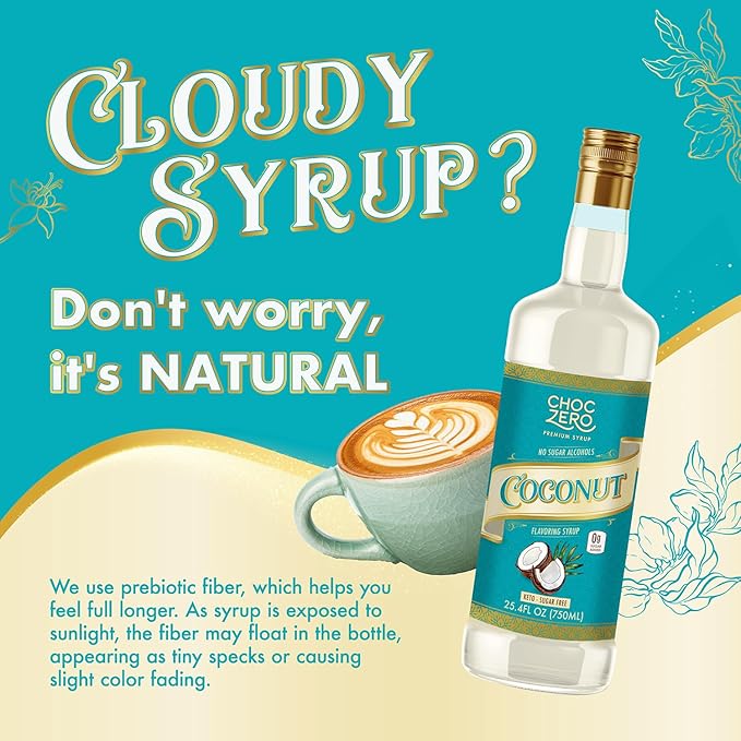 ChocZero Sugar Free Coconut Flavoring Syrup – Keto Friendly, Zero Sugar & Low Calorie, No Sugar Alcohols – 25.4 Fl Oz