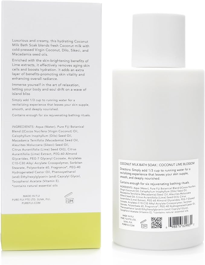 Pure Fiji Coconut Milk Bath Soak, Coconut Lime Blossom (14oz/415ml)