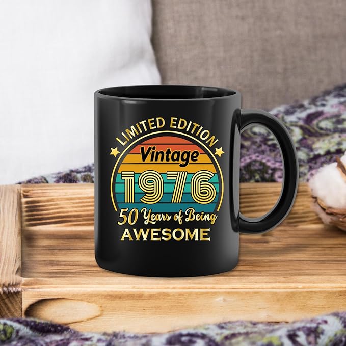 QUPT 50th Birthday Gifts for Women Men, 50th Birthday Gifts for Him, 1976 Birthday Gifts for Women Men, 50 Years Old Gifts, 1976 Birthday Gifts for Her Him, 50th Birthday Presents Coffee Mug