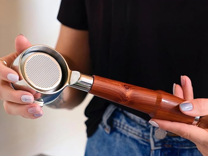 54mm Bottomless Portafilter Breville Compatible Rosewood Handle & Naked 18-21 Gram Filter Basket Included Fits Barista Express, Pro, Touch, Bambino Plus, Infuser, Duo Temp Pro Impress