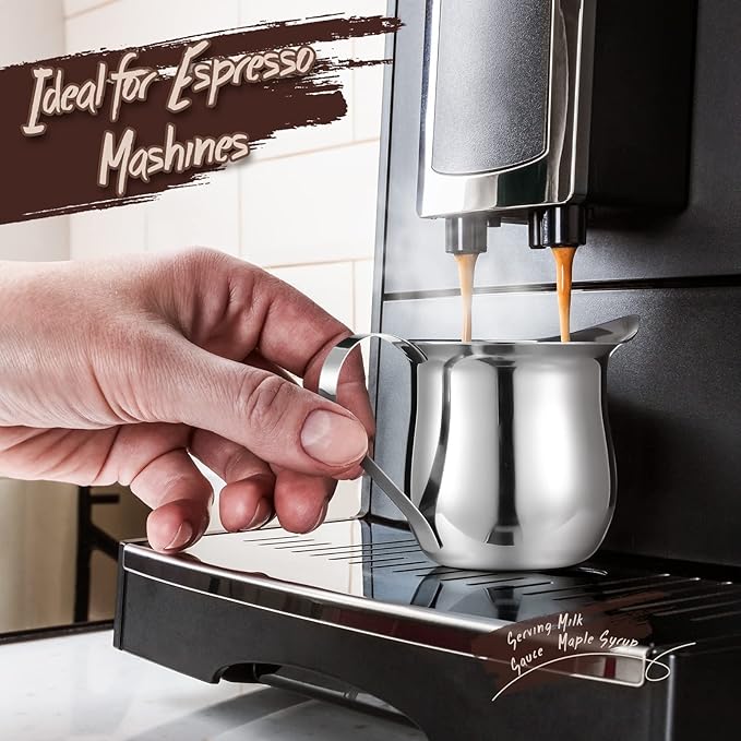12 Pack Stainless Steel Bell Creamers 3 Ounce Creamer Pitcher Mini Coffee Milk Pitchers with Handle and Pouring Spout Cups for Serving Espresso, Tea, Milk, Maple Syrup, Sauce