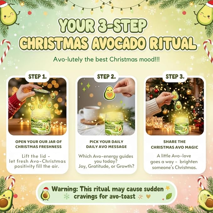 Positive Avocado Jar with 60 Daily Affirmation Cards, Emotional Support Avocado Decor, Gift for Women and Teens, Inspirational Mental Health Jar for Friends Seeking Good Luck and Encouragement