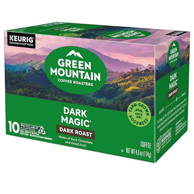Green Mountain Coffee Roasters Dark Magic, Keurig Single Serve K-Cup Pods, Dark Roast Coffee, 60 Count, (6 Packs of 10)