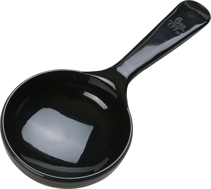 Carlisle FoodService Products 493003 Solid Short Handle Portion Control Spoon, 6 oz, Black