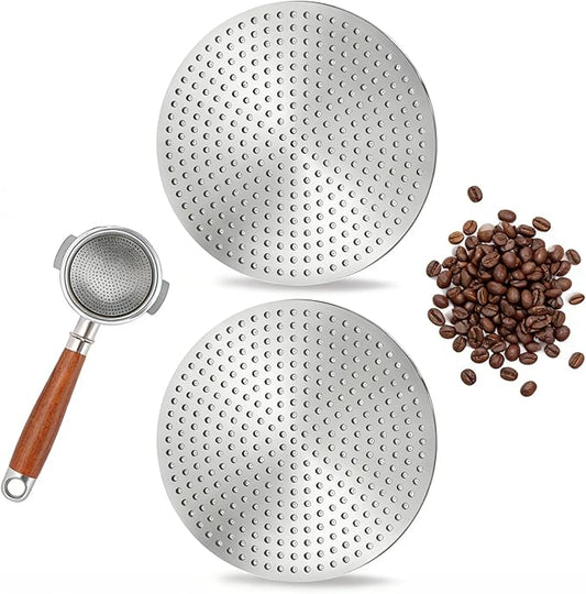 2-Pack 53.3mm 3rd Gen Dual-Layer Espresso Puck Screen - 316 Stainless Steel Reusable Filter for Breville 54mm Portafilter Basket