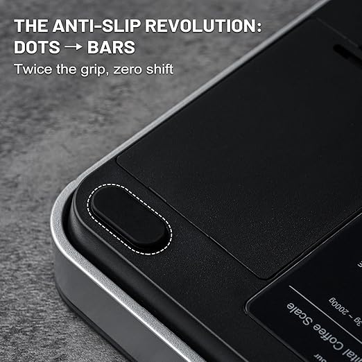 KitchenTour CaféMetric Coffee Scale with Timer 0.1g/2000g - Precision Small Scale for Espresso & Pour Over - Mini Scale with LED Display (Black, AAA Battery)