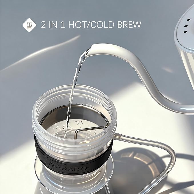 Air Pressure Coffee Maker, Manual Espresso Brewer No Electricity, Portable Handheld Coffee Maker for Home, Office & Travel, 0.3L Glass Pot