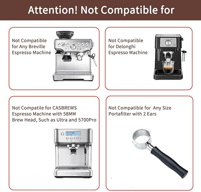 51mm Bottomless Portafilter for CM5418, 3 Ears Portafilter with 51mm Puck Screen Compatible for CASABREWS Espresso Machine CM5418, 3700Essential and 5418Pro, Stainless Steel Filter Holder and Filter