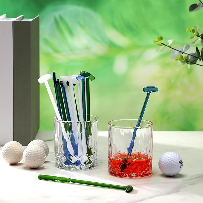 12 Pcs Golf Putter Glass Drink Stirrers 7 Inch Swizzle Sticks for Cocktails Coffee Reusable Beverage Stir Sticks for Coffee Bar Home Kitchen Party Bar Weddings Golf Events Decorations