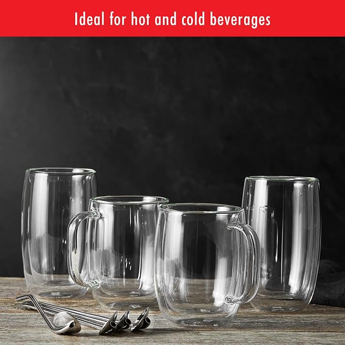 ZWILLING Sorrento Plus 8-pc Double-Wall Glass Coffee Mug Set