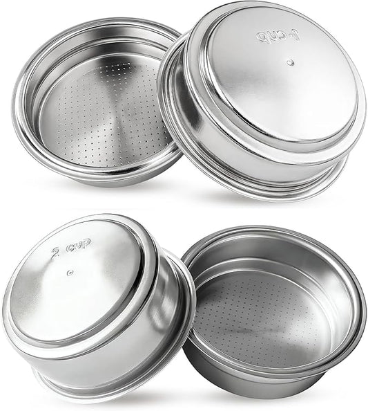 2 PCS 51mm Portafilter Basket, Portafilter 51mm, A Reliable Choice for Family Baristas, Portafilter Basket for Portafilter Coffee Machine (One Cup/Double Cup)