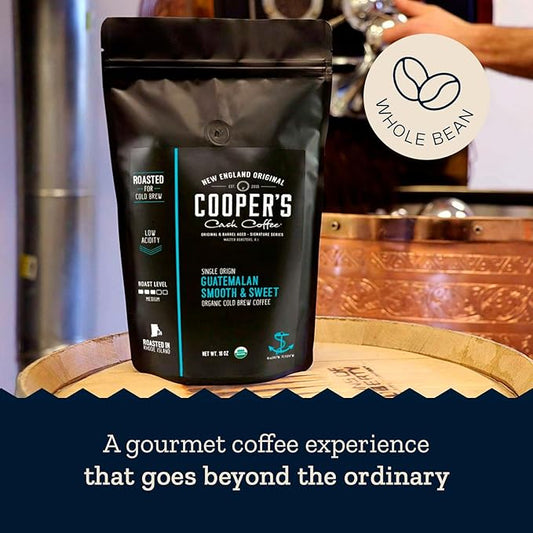 Guatemala Organic Cold Brew Coffee, Single Origin & Gourmet Beans, Tasting Notes of Milk Chocolate, Creamy Caramel & A Hint of Orange, Medium Roast Whole Bean, 16 oz Coffee Bag