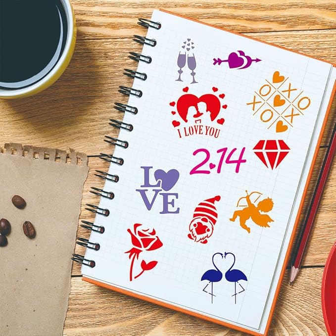46 Coffee Stencils+2 Mesh Powder Shakers, Cake Baking Templates Coffee Decoration Stencils Coffee Art Template Coffee Mold Tool for Christmas Thanksgiving Cake Coffee Cappuccino