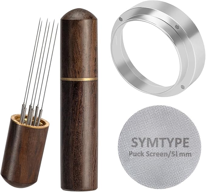 WDT Tool Espresso Accessories Kit: 6 Stainless Steel Needles Espresso Distribution Tool, Coffee Distributor, Espresso Distributor Stirrer | with Puck Screen, Dosing Funnel Fits 51mm Portafilters