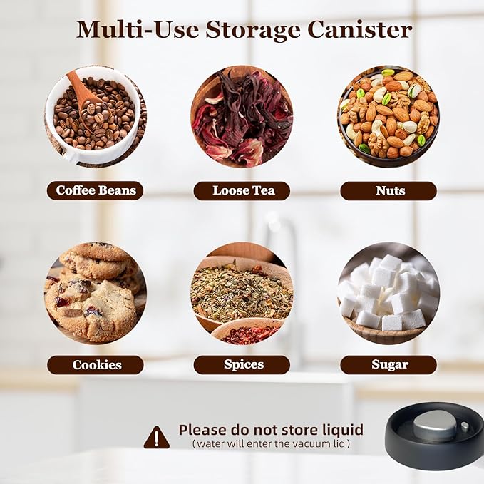 Vacuum Coffee Canister, Coffee Bean Storage with Scoop, Stainless Steel Airtight Food Storage Container, Perfect for Coffee Beans,Grounds,Loose Leaf Tea (1200ml*2 Cream White)