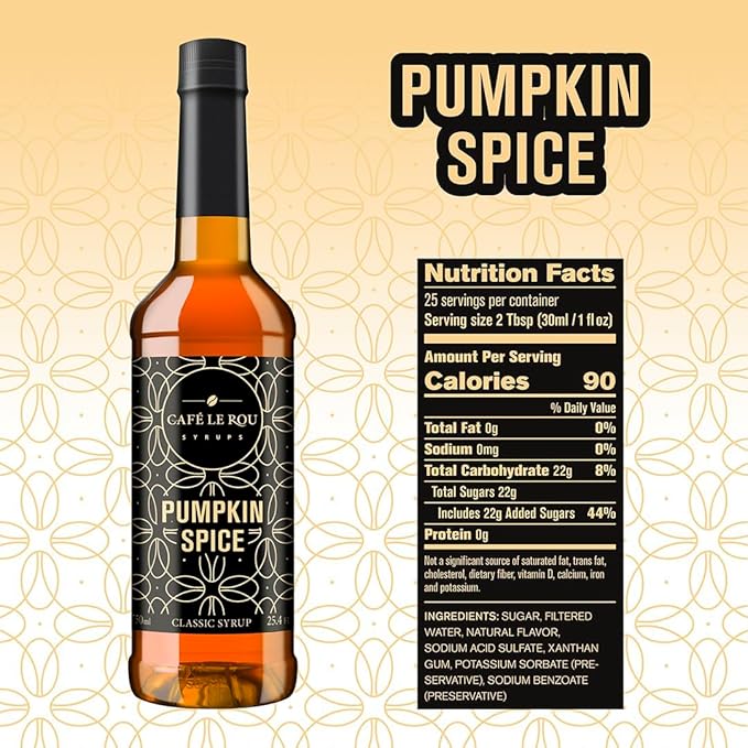 NEW Café Le Rou Pumpkin Spice Classic Syrup - 25.4 oz, 1 Pack with 1 Gold Pump Dispensers 25.4 Fl Oz (Pack of 1)