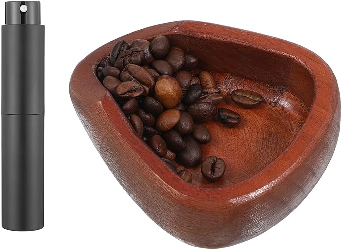 Coffee Bean Dosing Cup and Spray Bottle Kit, Wood Espresso Accessories Kit, Coffee Bar Accessories for Lovers with Static Reduction Spray