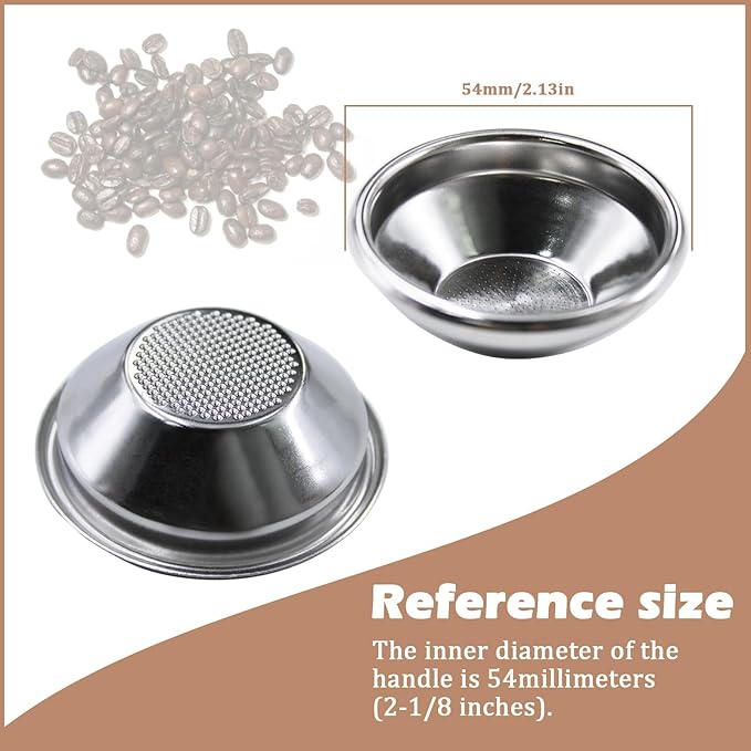 54mm Non Pressurized Filter Basket for Breville 54MM Portafilter, Single Cup Sieve,10 Grams of Powder Capacity,Replacement 54mm Coffee Filter Basket