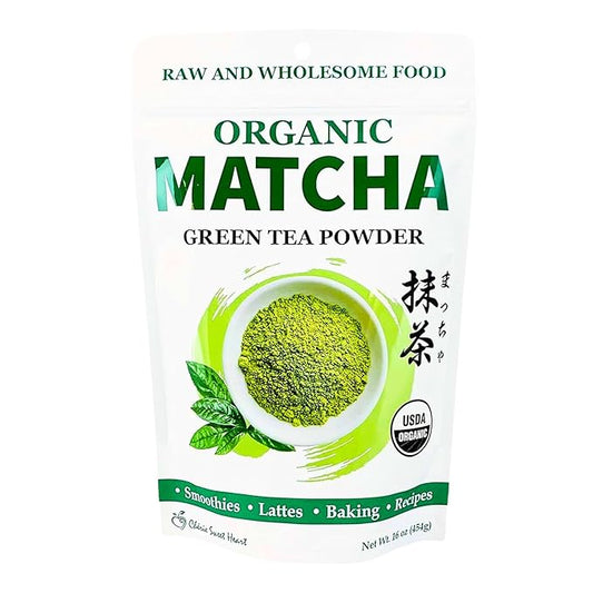Cherie Sweet Heart Organic Matcha Green Tea Powder - Premium Culinary Grade, Authentic Japanese Origin, Antioxidant-Rich, Gluten-Free, Vegan – Perfect for Lattes, Cooking, Baking & Smoothies – 16oz Resealable Bag | Organic, For Cooking, Baking, Latte, ...