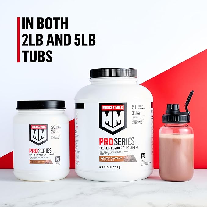 Muscle Milk Pro Series Protein Powder Supplement, Intense Vanilla, 2 Pound, 11 Servings, 50g Protein, 3g Sugar, 20 Vitamins & Minerals, NSF Certified for Sport, Workout Recovery, Packaging May Vary