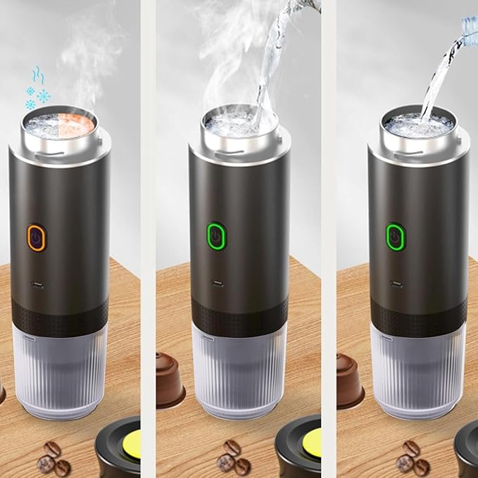Yunir Portable Electric Coffee Machine, Self Heating Travel Coffee Maker with Capsule Design, 15 Bar Pressure, Material, Coffee Maker for Travel Office Car