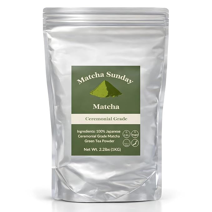 Matcha Sunday Premium Ceremonial Grade Matcha - Kyoto, Japan - Finely Ground Powder - Vibrant Green (2.2 lb/ 1KG), Ceremonial Grade