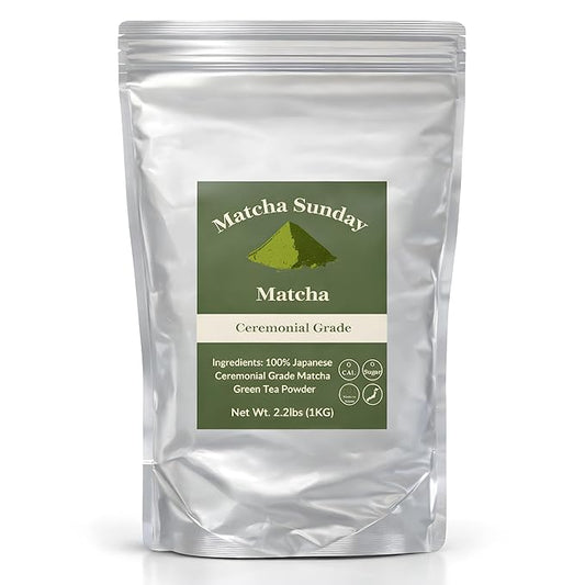 Matcha Sunday Premium Ceremonial Grade Matcha - Kyoto, Japan - Finely Ground Powder - Vibrant Green (2.2 lb/ 1KG), Ceremonial Grade