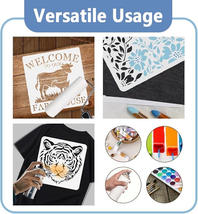 2sheet Coffee & Tea Cups Flowers Wall Stencils for Painting, 11.8"x11.8" Cup Plate Reusable Stencils for Kitchen, Paint Templates DIY Craft Art Stencils on Wood Fabric Canvas Furniture Journal