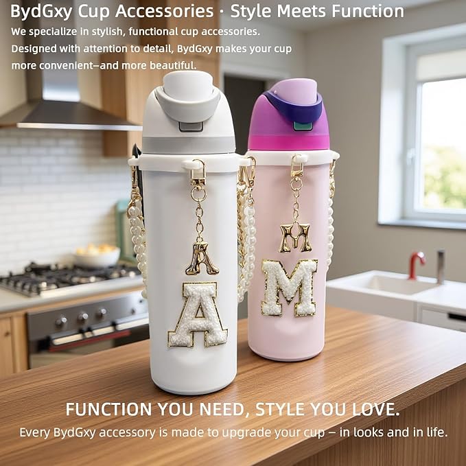 Letter Handle Strap Accessories with Cute Initial Charm Compatible with Owala Water Bottle 24oz 32oz 40oz Owala Kids