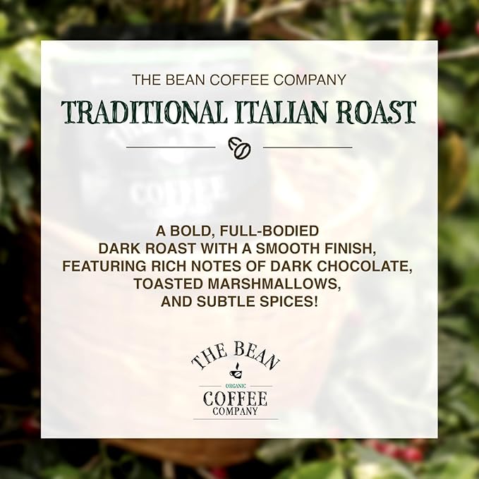 The Bean Organic Coffee Company Il Chicco (Traditional Italian Roast), Dark Roast, Whole Bean Coffee, 16-Ounce Bags (Pack of 2)