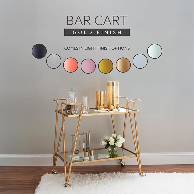 Linon Gina Mid-Century Bar Cart, Gold