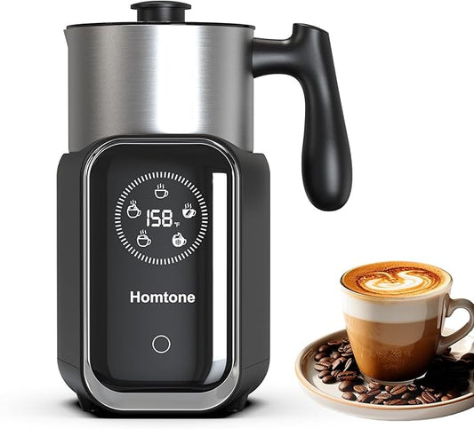 Homtone Upgrade 5-in-1 Milk Frother Electric Milk Frother, 21 oz Induction Milk Frother, 120V Removable Stainless Steel Automatic Milk Steamer for Latte, Hot Chocolate, Hot & Cold Foam