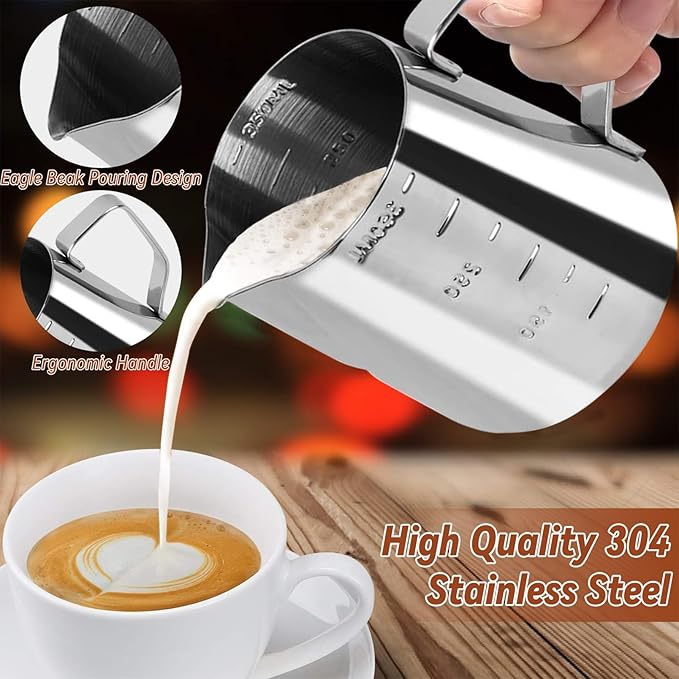 22Pcs Espresso Accessories, 51mm Espresso Tamper Kit, Espresso Machine Accessories Set with Coffee Tamper, WDT Tool, Tamper Mat, Coffee Stirrer, Frothing Pitcher, Latte Art Pen, 16 Coffee Stencils