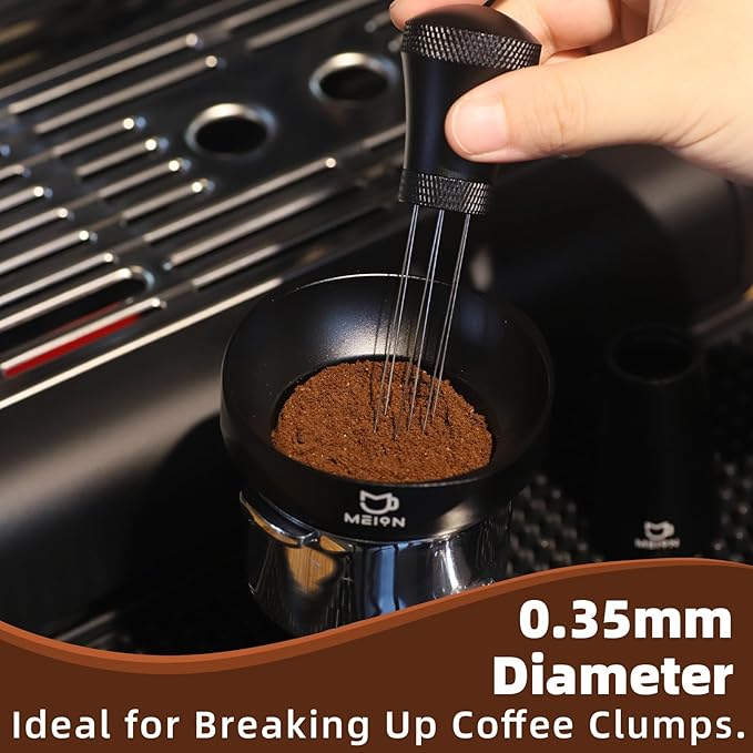 MEION 53.3mm Espresso Accessories Kit for Breville Espresso Machine 54mm Portafilter, Includes Coffee Distributor & Tamper, Espresso Stirrer, Dosing Funnel and Thin 0.8mm Puck Screen (Black, 53.3mm)
