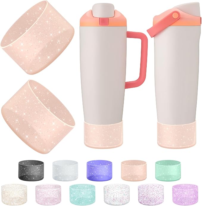 2PCS Silicone Boot Compatible with Owala 30oz & 40oz FreeSip Sway Bottles & Tumblers, Protective Anti-Slip Bottom Cover Sleeve for Freesip Sway Tumbler
