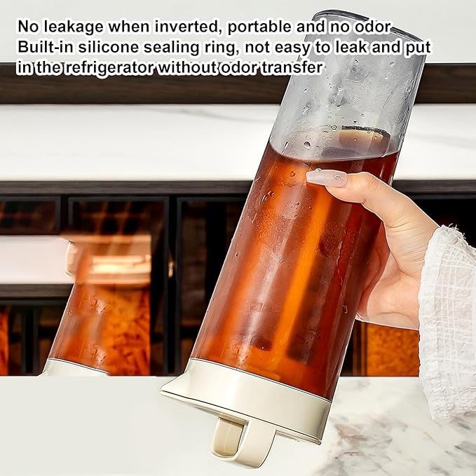 Iced Coffee Maker, Portable Refrigerator Water Bottle, Airtight Cold Brew Iced Coffee Maker Pitcher and Tea Infuser with Spout, Cold Brew Coffee Maker for Home, Cafe, Apartment, Dormitory (A)