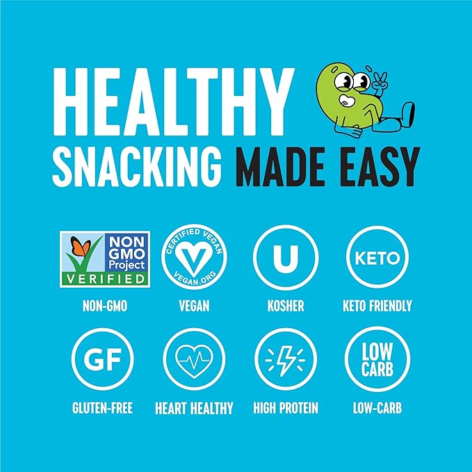 The Only Bean Crunchy Dry Roasted Edamame Snacks (Sea Salt), Healthy High Protein(11g) Keto Food, Low Carb Gluten Free Office Vegan Food 100 Calorie Snack Pack, 0.9oz 10 Pack