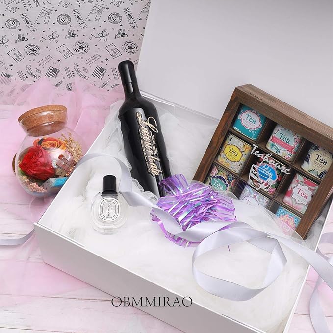 Upgrade 4PCS White Hard Extra Large Gift Box with Lid,16.5 x13 x5.3 Inches, Magnetic Gift Boxes for Clothes Robe Wedding Dress Sweater and Gifts,Reusable Foldable Bridesmaid Proposal Box