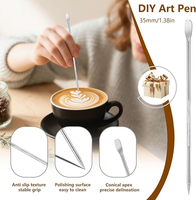 46oz Milk Frothing Pitcher with Latte Art Pen-Stainless Steel Steaming Jug for Espresso, Cappuccino & Coffee-Heat-Resistant, Dripless Spout, Measurement Scale, Dishwasher Safe (1400ml/46oz)