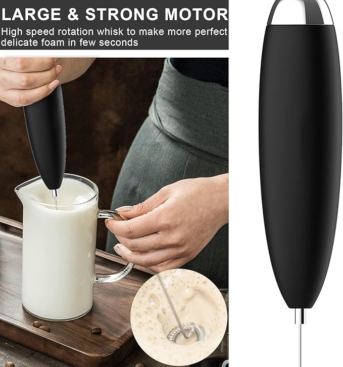 Electric Milk Frother Handheld, Quality Frother Wand for Coffee, Battery Operated (Not included) Drink Mixer Matcha Whisk, Functionality Foam Maker for Frappe Hot Chocolate, Cappuccino, Lattes