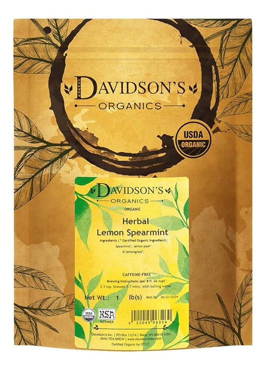Davidson's Organics, Herbal Lemon Spearmint, Loose Leaf Tea, 16-Ounce Bag