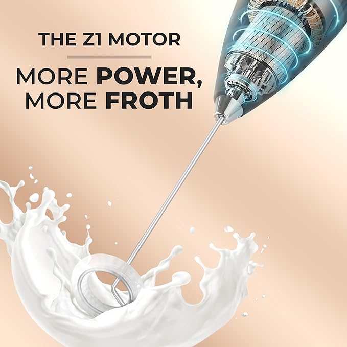 Zulay Powerful Milk Frother Handheld Foam Maker for Lattes - Whisk Drink Mixer for Coffee, Mini Foamer for Cappuccino, Frappe, Matcha, Hot Chocolate by Milk Boss - Honeybee