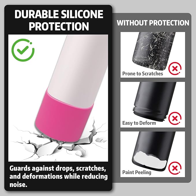 Silicone Boot for Owala 24oz Water Bottle – Anti-Slip Protective Cover, Bottle Boot, Base Cover Compatible with FreeSip, Sleeve for Stainless Steel Tumblers (Rose Red, 24OZ)