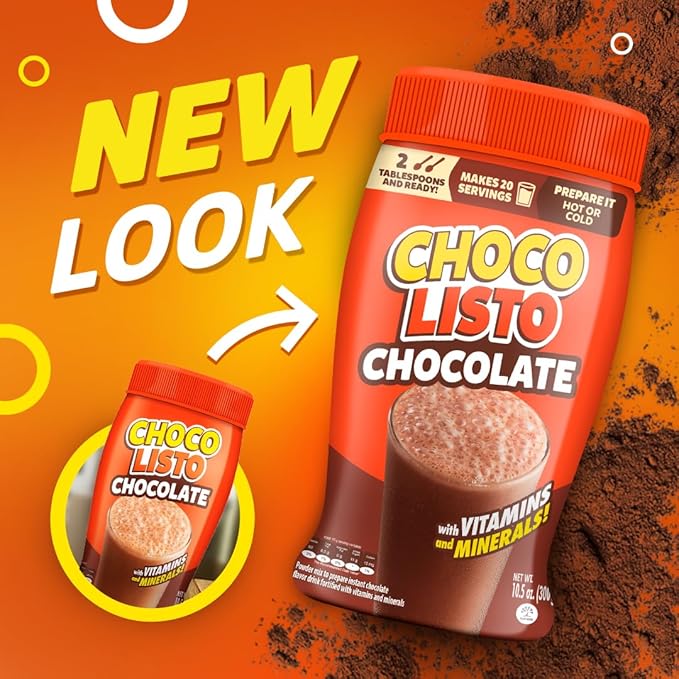 Chocolisto Instant Chocolate Drink, Nutritious Beverage with Vitamins and Minerals, 10.5 oz per Pack, Pack of 4.