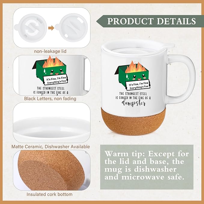 4 Pcs Funny Dumpster Gag Gifts Set for Coworker Employee Valentines Day Emotional Dumpster Notebook Mug Ballpoint Pen Scented Candle Appreciation Gift for Work Team Staff Teacher Nurse Boss