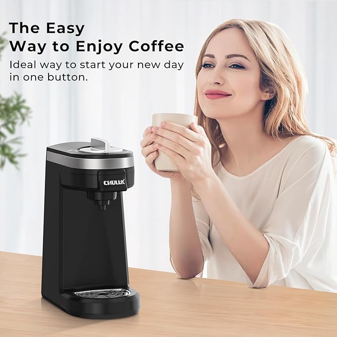 CHULUX Single Serve Coffee Maker for K Capsule, Mini Single One Cup Coffee Machine, Perfect for Small Space, Black