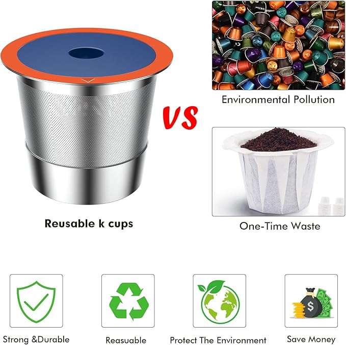 Stainless Steel Reusable K Cups for Keuring 2.0 and 1.0, Reusable Coffee Pods for Keuring Coffee Maker,Permanent Reusable K Cups Sturdy Coffee Filters (1 PACK)