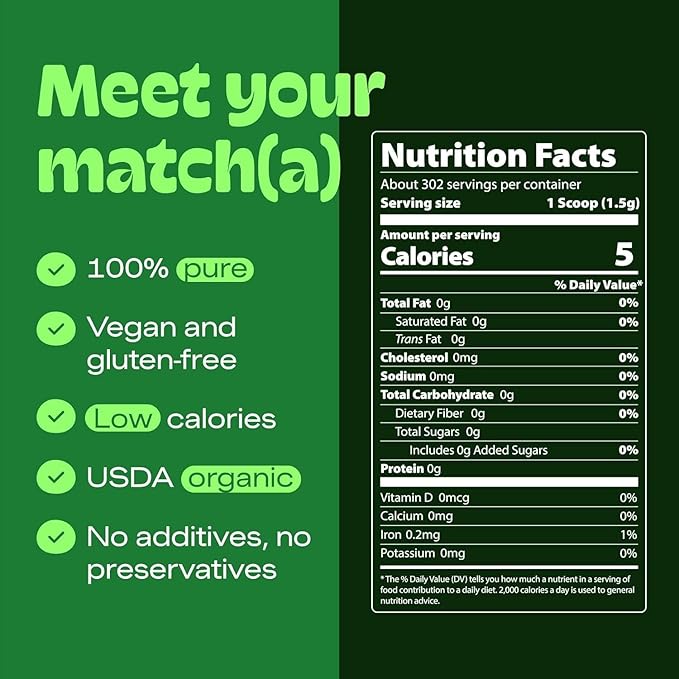 DrinkMatcha Organic Matcha Green Tea Powder 1 LB 100% Pure Matcha | Nothing Added | Perfect for Lattes, Smoothies, Baking (16 Ounce)