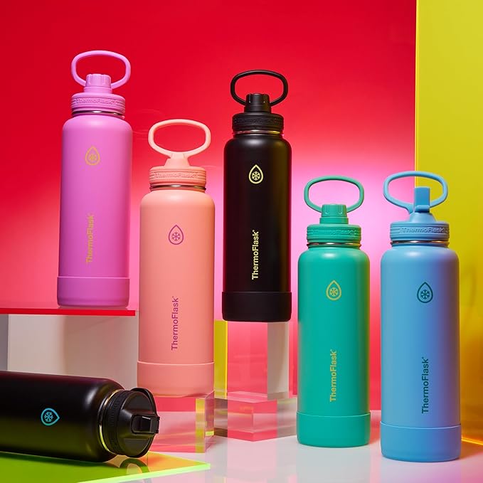 ThermoFlask 40 oz Double Wall Vacuum Insulated Stainless Steel Water Bottle with Spout Lid, Shadow Glow